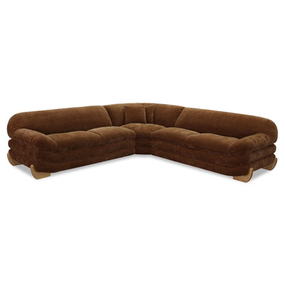 Crockett Modern Brown Fabric Sectional Sofa