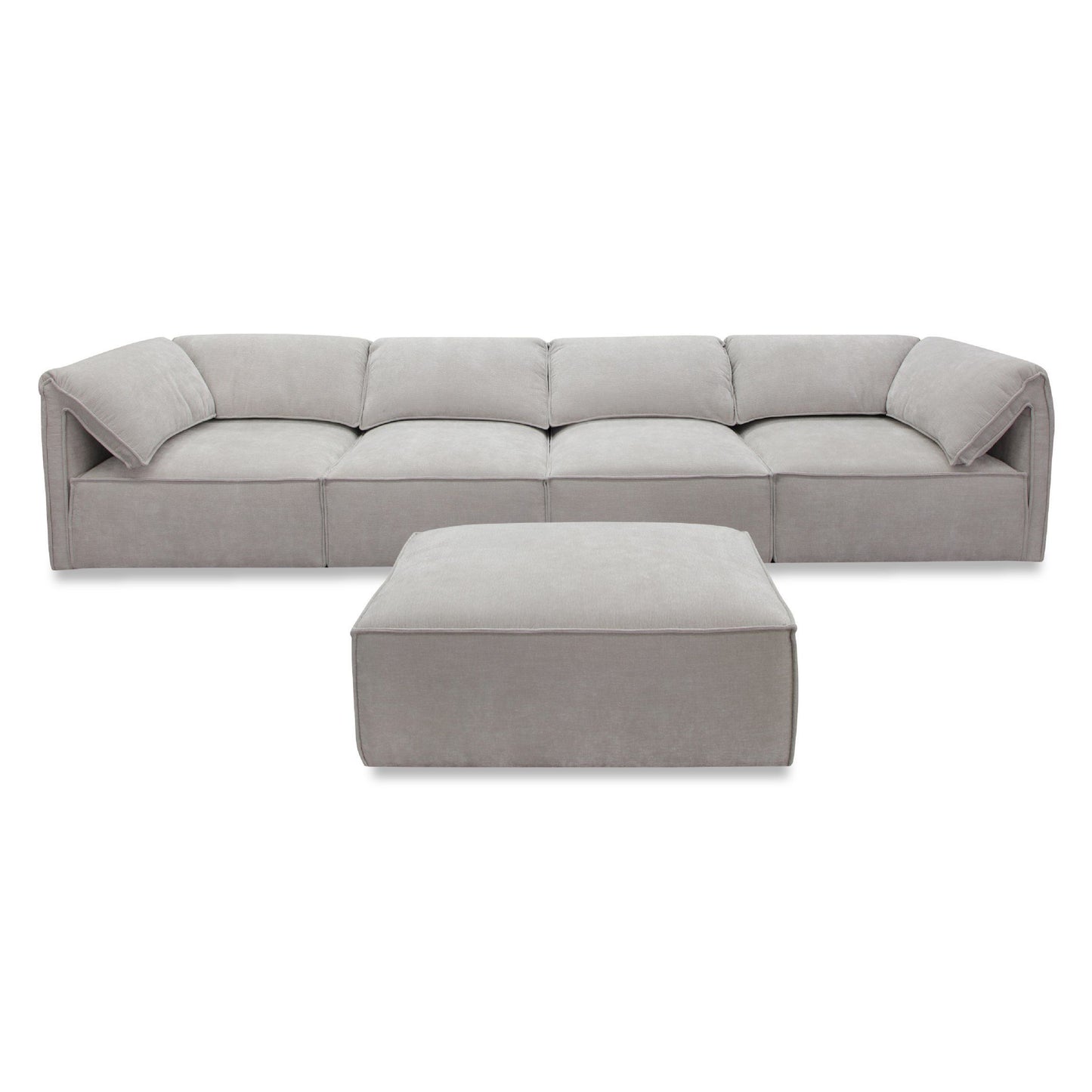 Gene Modern Light Grey Fabric Modular 5‑Piece Sectional Sofa