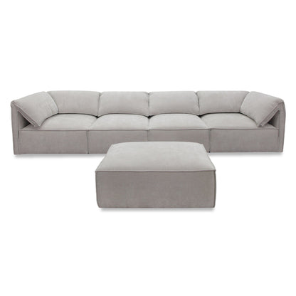 Gene Modern Light Grey Fabric Modular 5‑Piece Sectional Sofa
