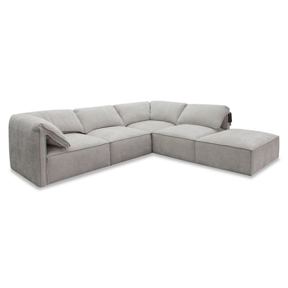 Gene Modern Light Grey Fabric Modular 5‑Piece Sectional Sofa
