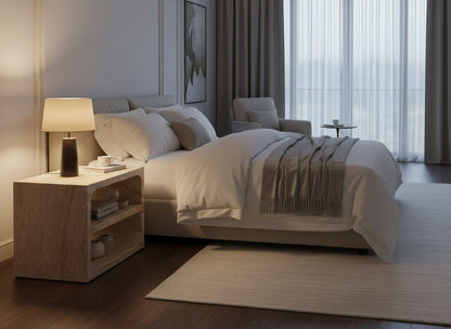 Kenya Modern Faux Travertine Concrete Nightstand