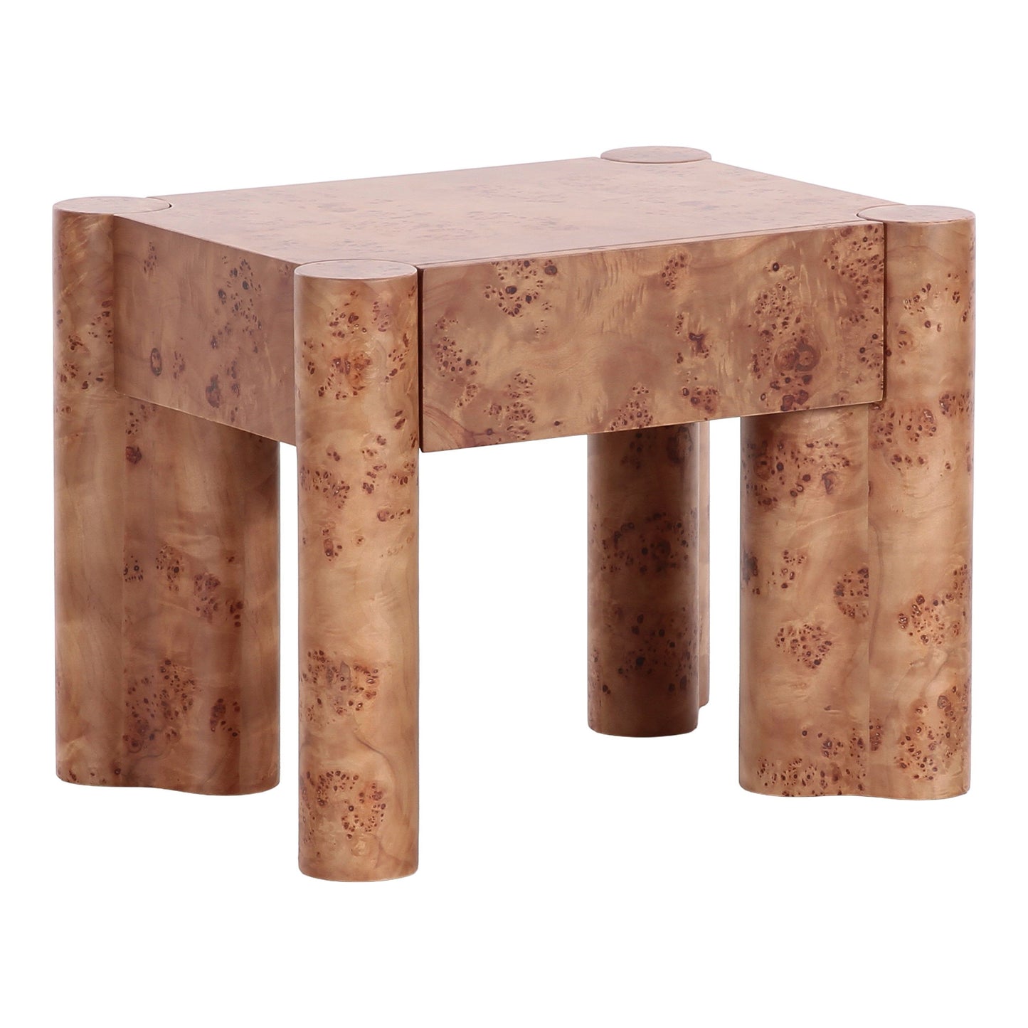 Nouveau Trita End Table Nightstand Burl Poplar