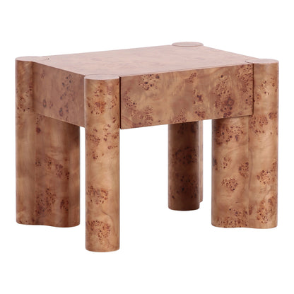 Nouveau Trita End Table Nightstand Burl Poplar