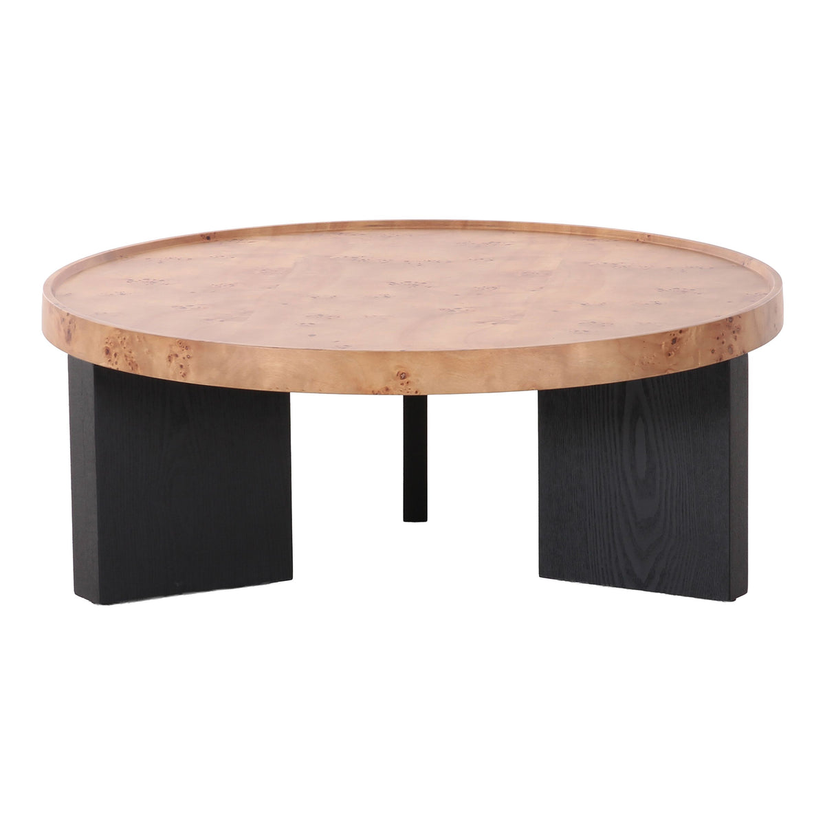 Nouveau Reza Nesting Coffee Table Set Burl Poplar + Black Ash