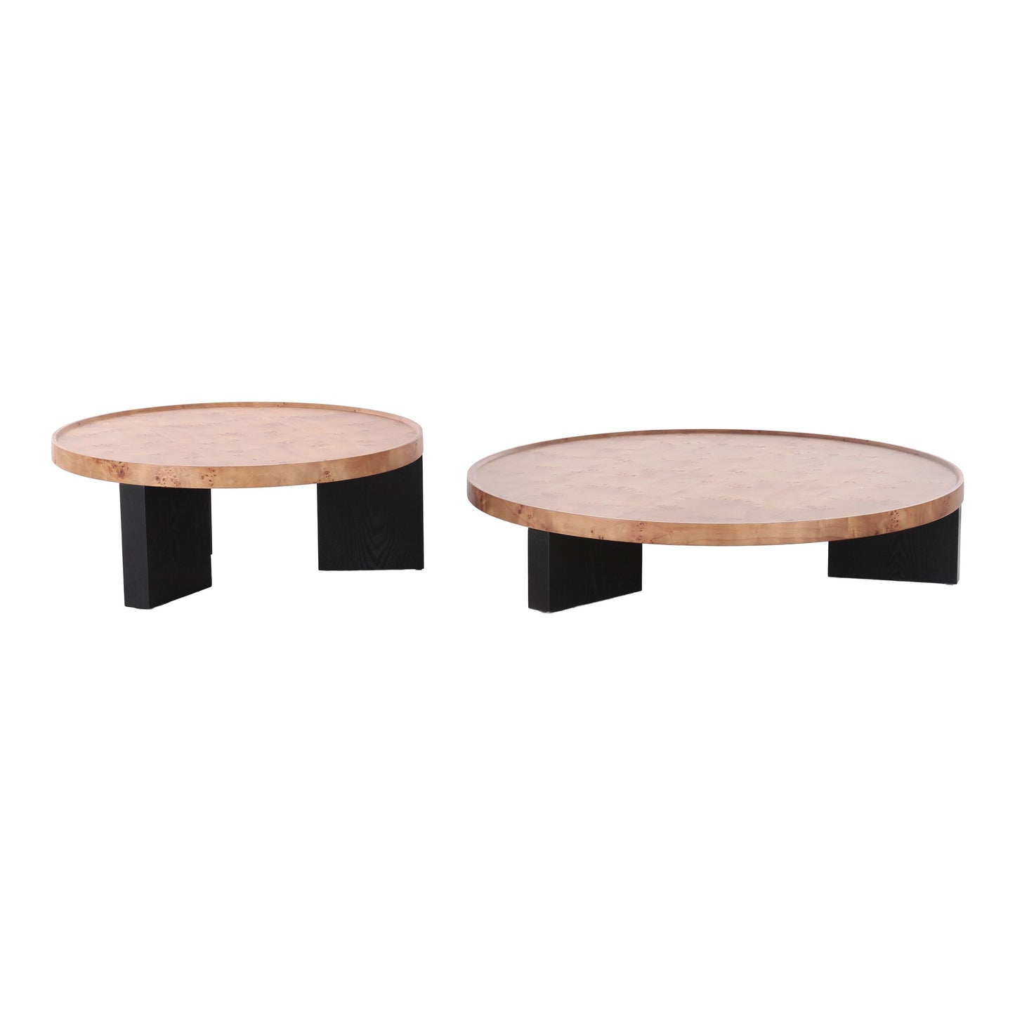 Nouveau Reza Nesting Coffee Table Set Burl Poplar + Black Ash