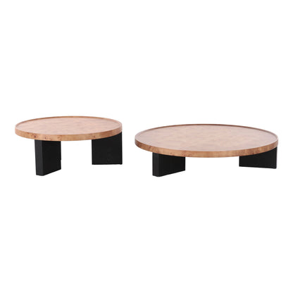 Nouveau Reza Nesting Coffee Table Set Burl Poplar + Black Ash