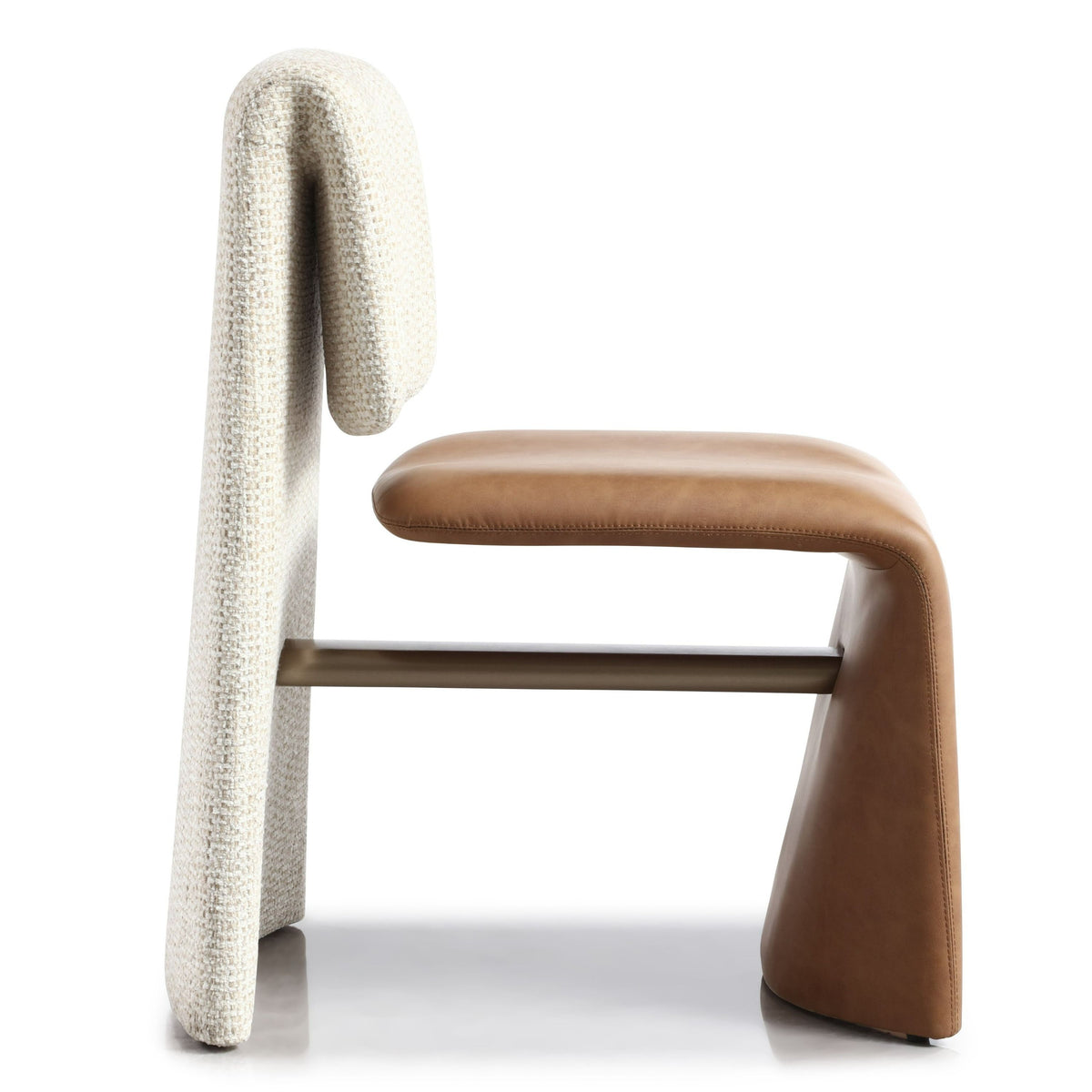 Balzan Beige Fabric and Brown Vegan Leather Dining Chairs Set of 2