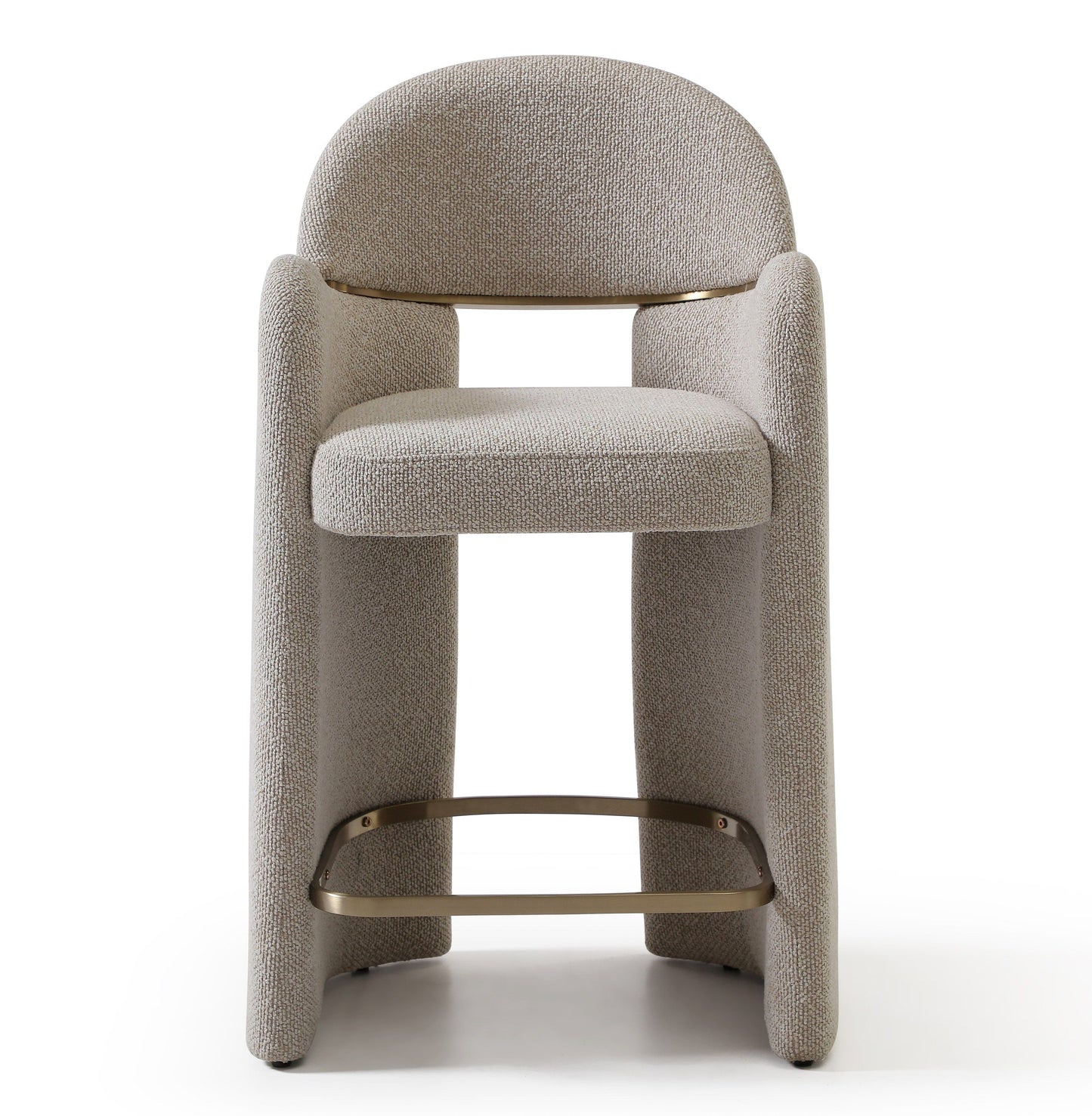 Nouveau Ashley Counter Chair Beige Linen Brushed Brass