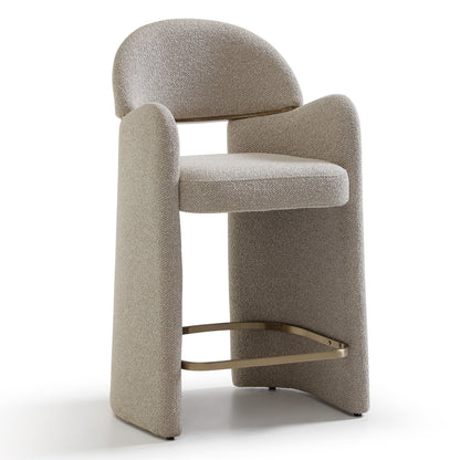 Nouveau Ashley Counter Chair Beige Linen Brushed Brass