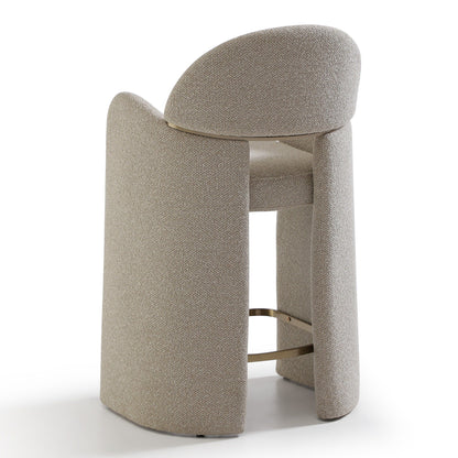 Nouveau Ashley Counter Chair Beige Linen Brushed Brass