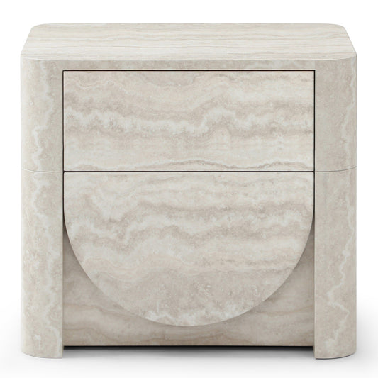 Yasmine Modern Faux Travertine 2-Drawer Nightstand