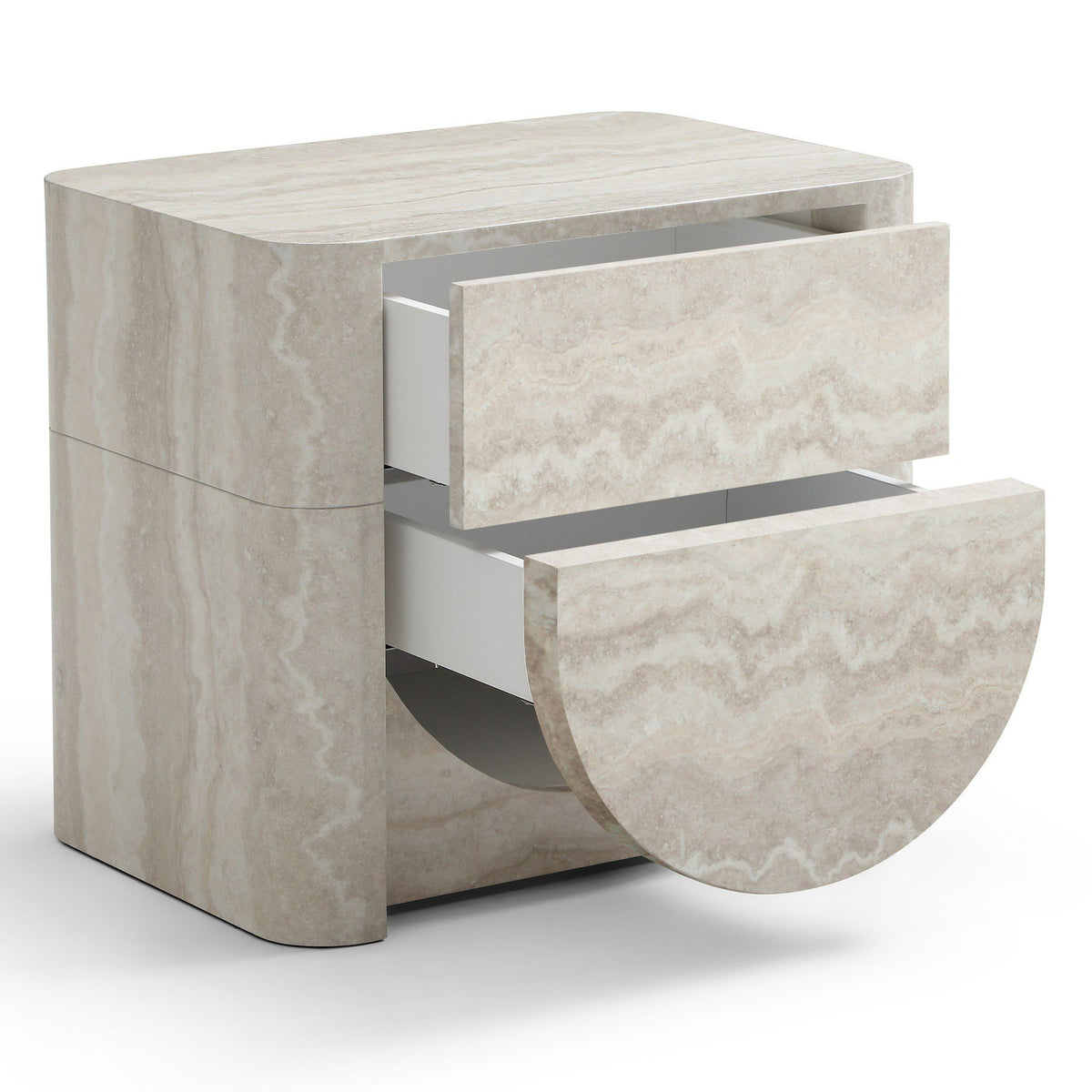 Yasmine Modern Faux Travertine 2-Drawer Nightstand
