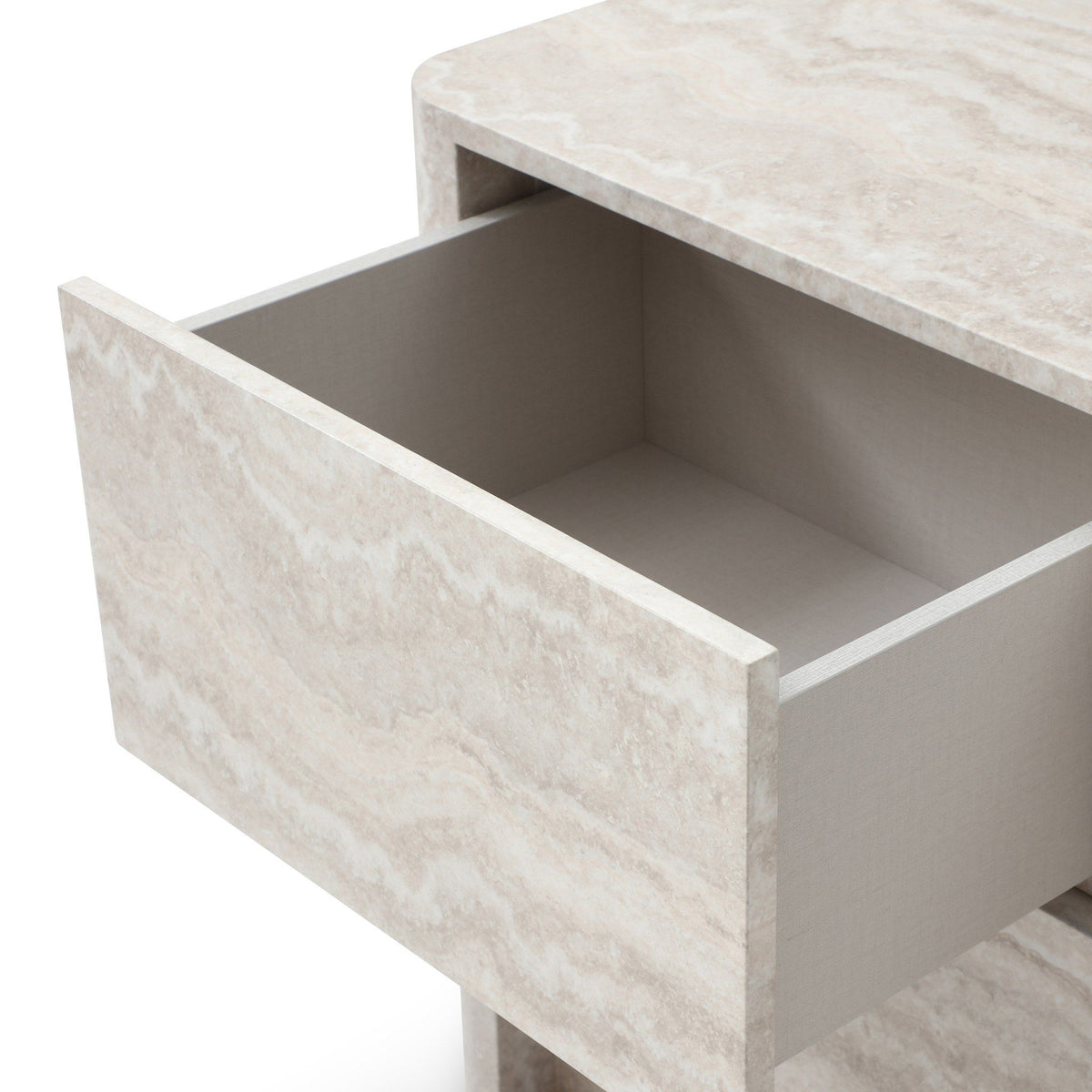 Yasmine Modern Faux Travertine 2-Drawer Nightstand