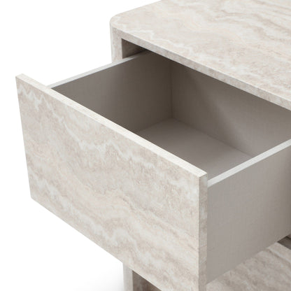 Yasmine Modern Faux Travertine 2-Drawer Nightstand