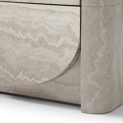 Yasmine Modern Faux Travertine 2-Drawer Nightstand