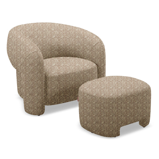 Bates Modern Brick Fabric Accent Chair with Ottoman