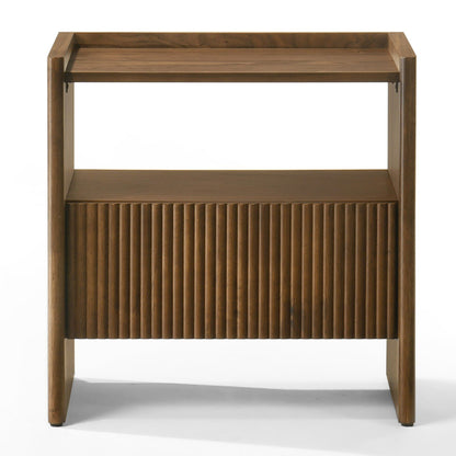 Reveal Modern Walnut Nightstand with Drawer and Open Shelf