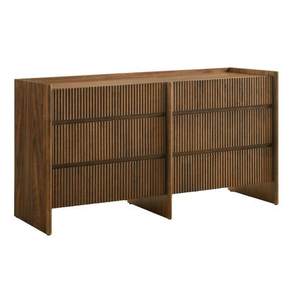 Reveal Beige Fabric and Walnut 4‑Piece Bedroom Set