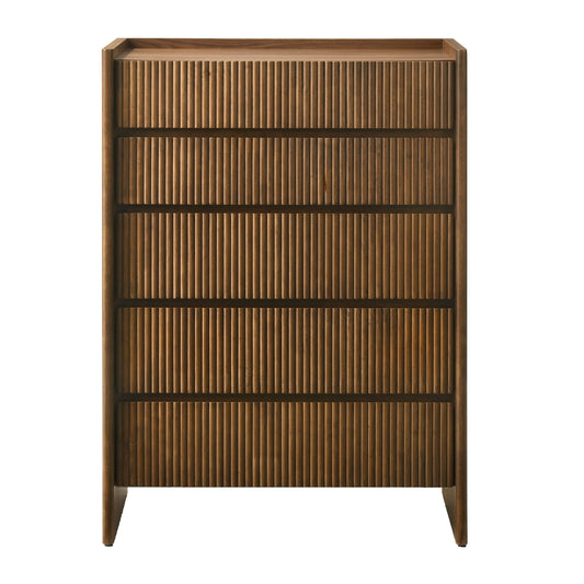 Reveal Modern Walnut 5‑Drawer Chest