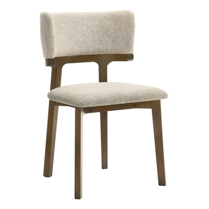 Winston Mid‑Century Modern Dining Chairs Set of 2 Beige Fabric Walnut