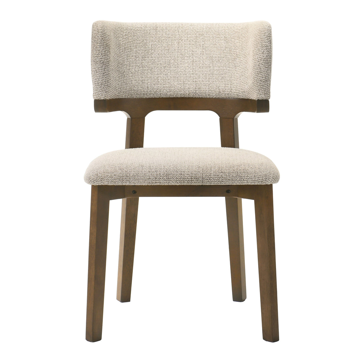 Winston Mid‑Century Modern Dining Chairs Set of 2 Beige Fabric Walnut