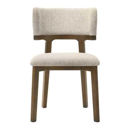 Winston Mid‑Century Modern Dining Chairs Set of 2 Beige Fabric Walnut