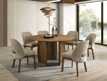Titus Mid‑Century Modern Dining Chairs Set of 2 Tan Fabric Walnut