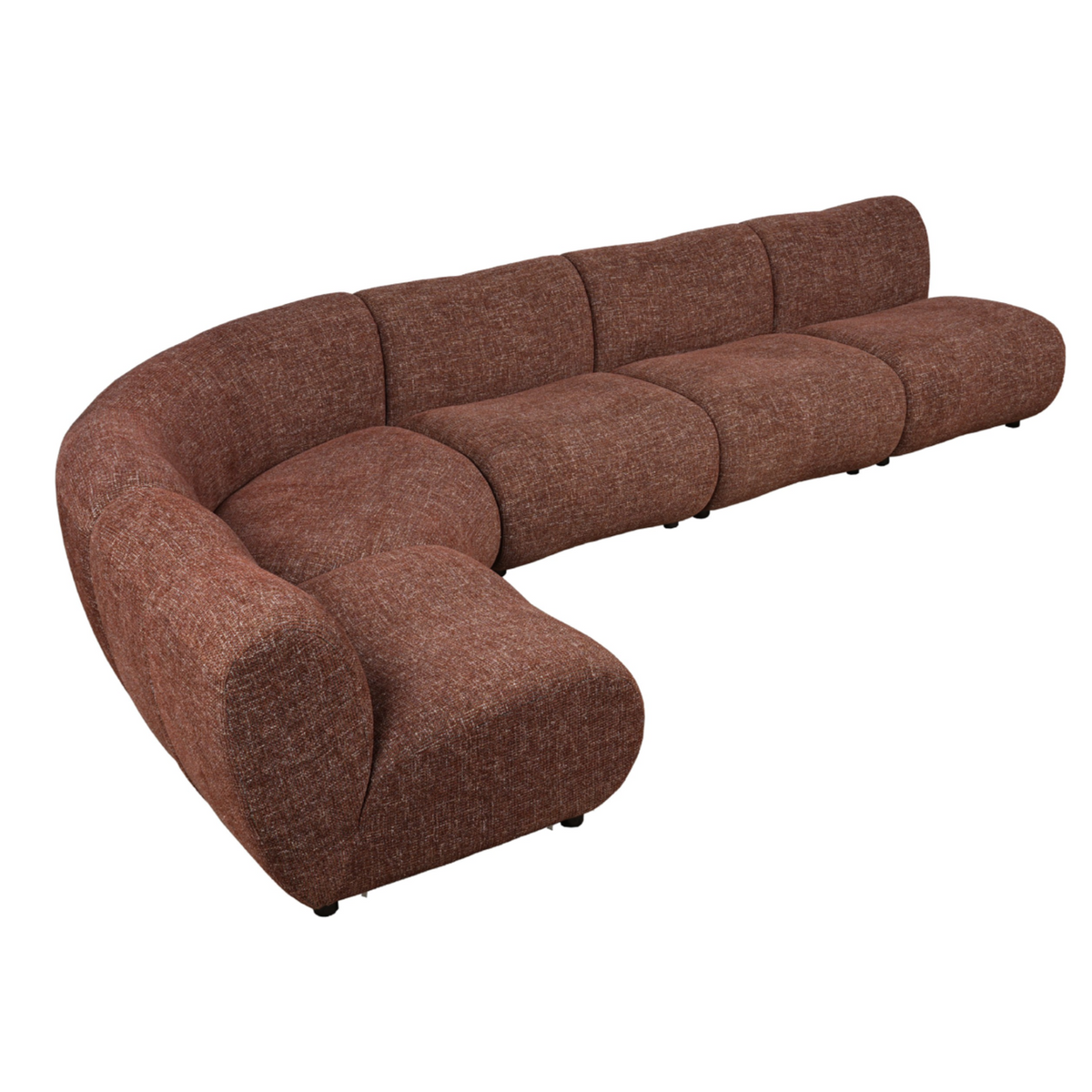 Moz Modern Brick Red Fabric Sectional Sofa