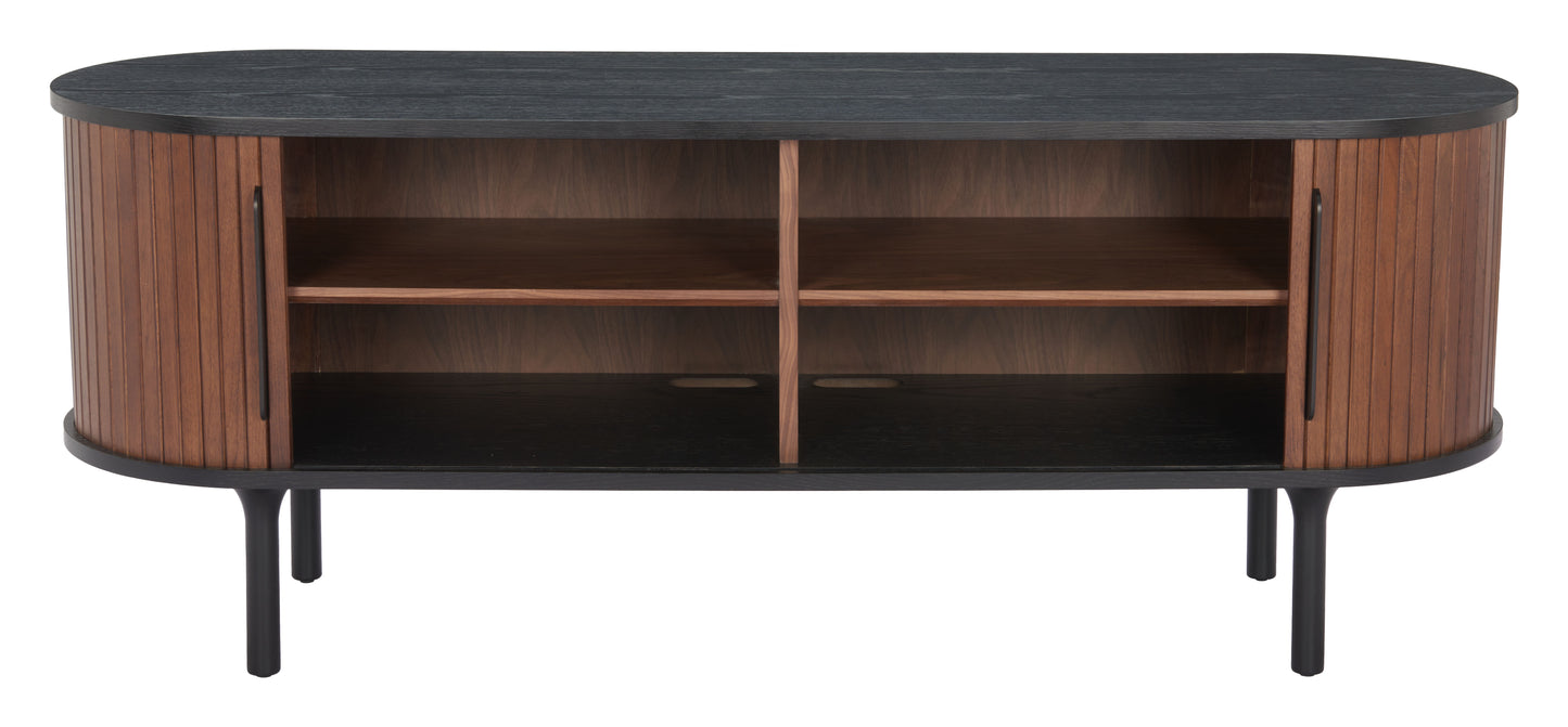 Koriana Entertainment Stand Black & Walnut – Modern Black & Walnut Entertainment Stand for Stylish Living Rooms