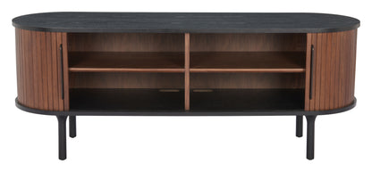 Koriana Entertainment Stand Black & Walnut – Modern Black & Walnut Entertainment Stand for Stylish Living Rooms