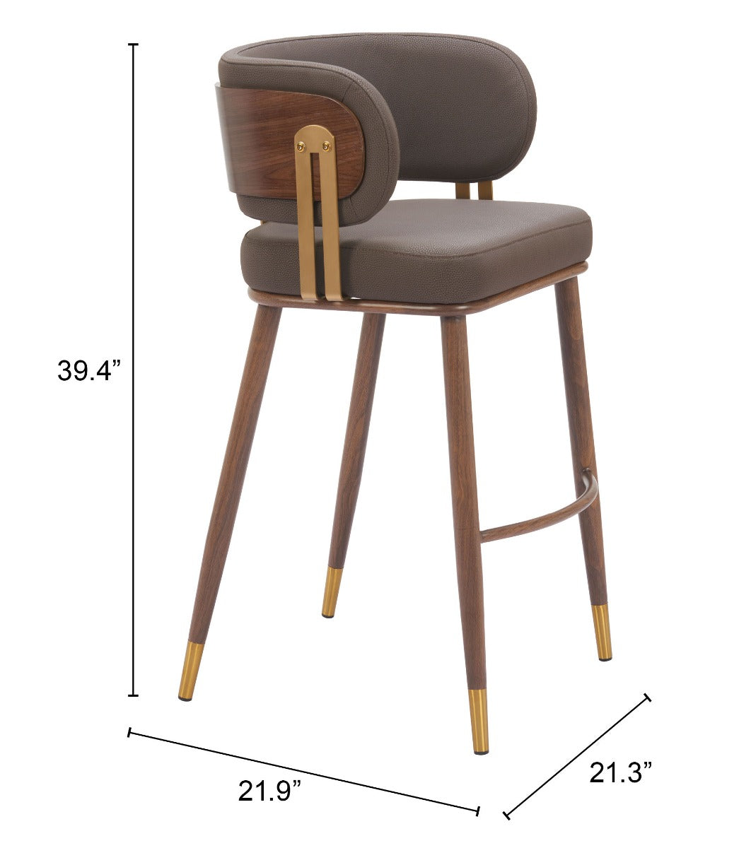 Brew Barstool (Set of 2) Brown & Walnut