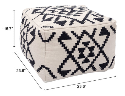 Lizardo Ottoman - Beige & Black Stylish and Versatile Ottoman for Contemporary Living Rooms and Spaces