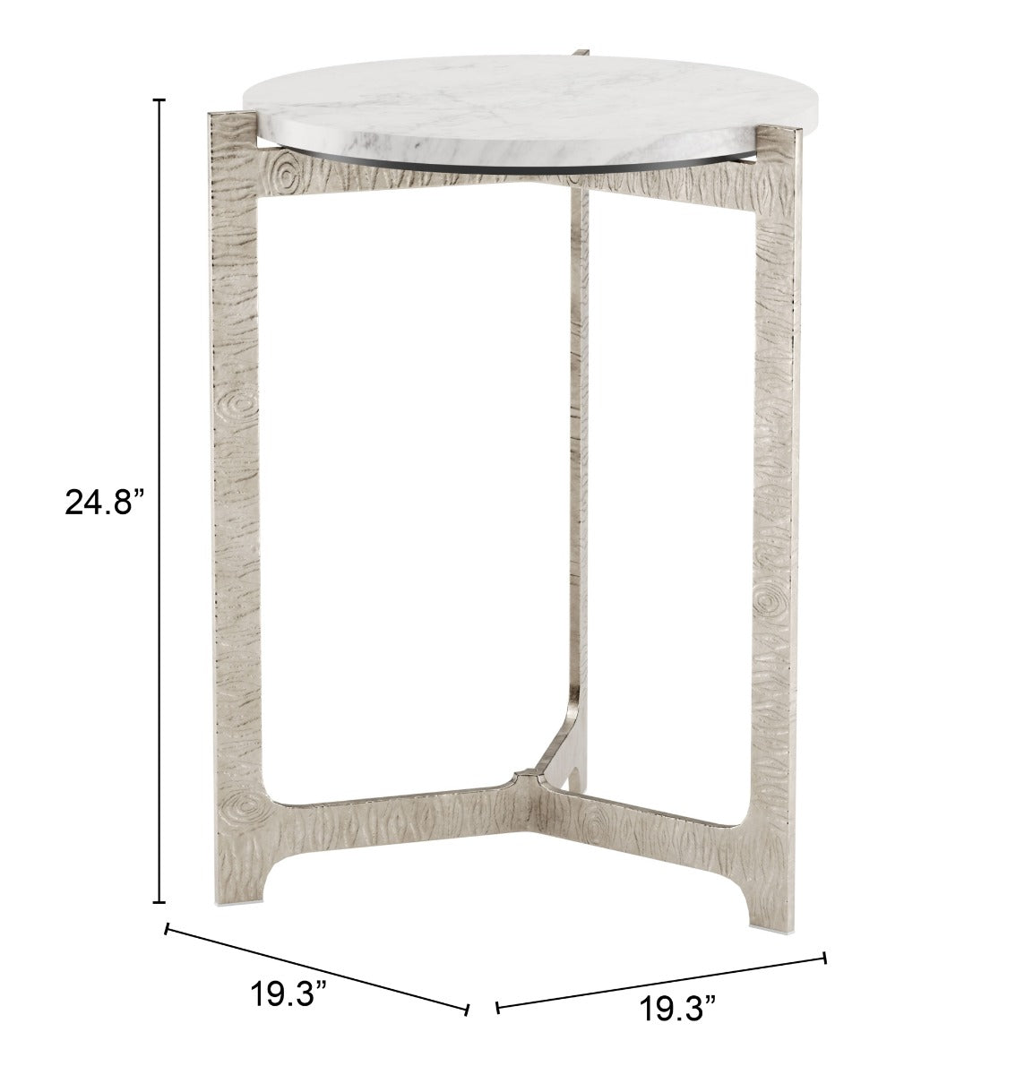 Barmas White & Silver Side Table - Stylish Modern Accent for Your Home