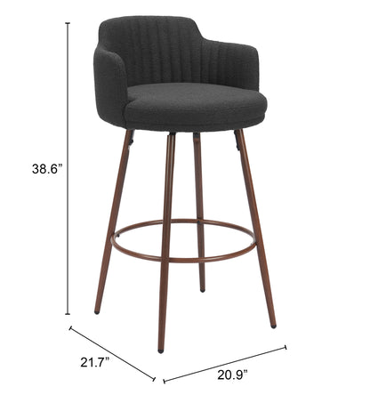 Kono Swivel Barstool (Set of 2) Black & Walnut