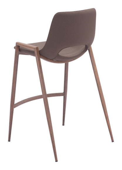 Desi Counter Stool Set of 2 - Sophisticated Brown & Walnut Design for Modern Kitchens and Dining Spaces