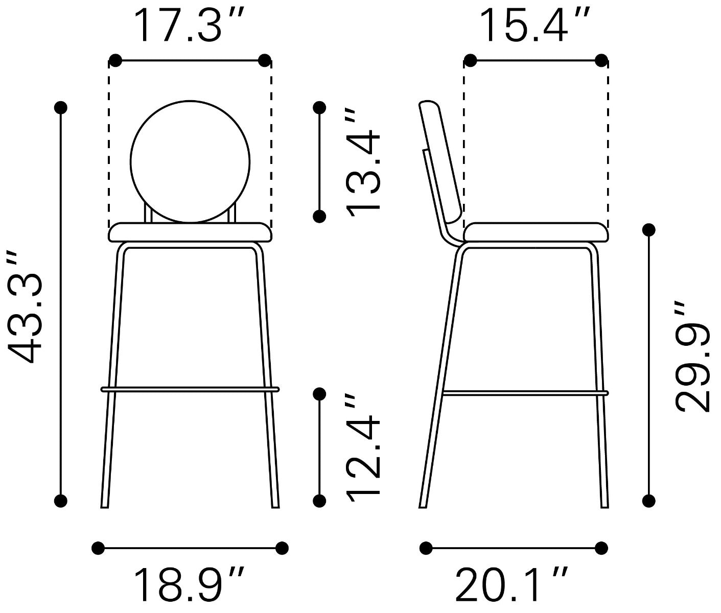 Odessa Barstool (Set of 2) Green & Gold