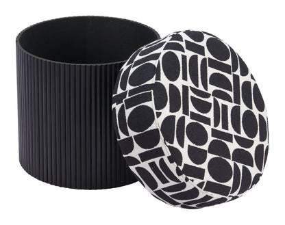 Boto Storage Ottoman Black & White – Chic and Practical Black & White Storage Ottoman for Living Room or Bedroom Decor