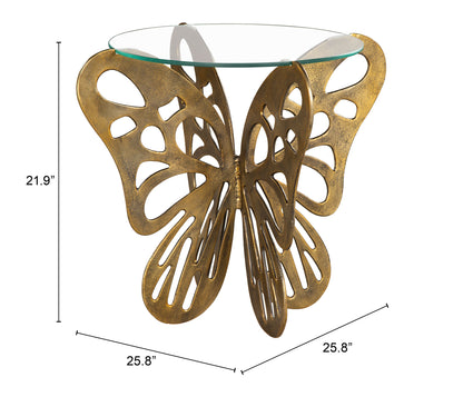 Motyl Accent Table Gold – Luxurious and Elegant Gold Accent Table for Living Room or Bedroom Decor