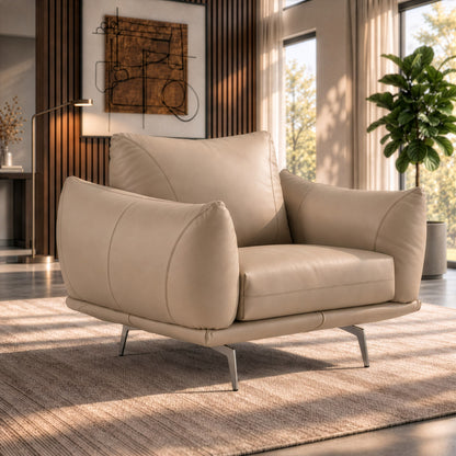 Saint Tropez Modern Italian Desert Leather Accent Chair