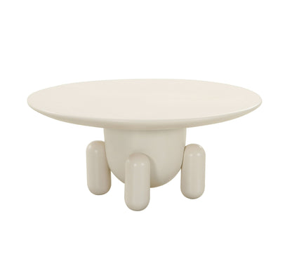 Modrest Gabby Contemporary White Round Coffee Table – Elegant Modern Living Room Accent