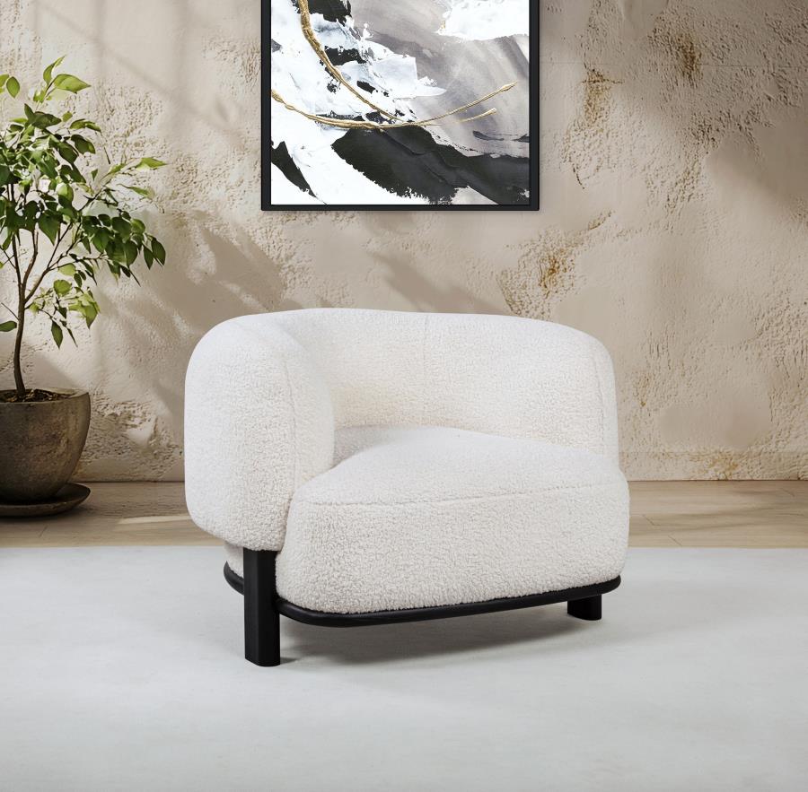 Lawler Ivory Boucle Upholstered Barrel Back Accent Chair