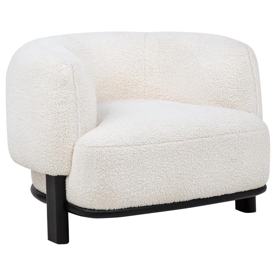 Lawler Ivory Boucle Upholstered Barrel Back Accent Chair