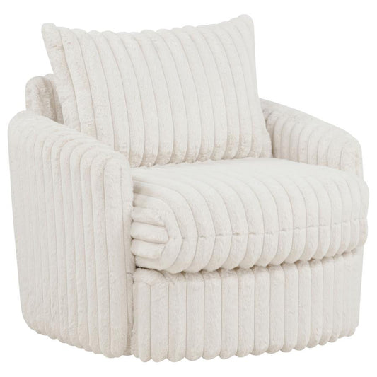 Sarco Ivory Corduroy Upholstered Swivel Accent Arm Chair
