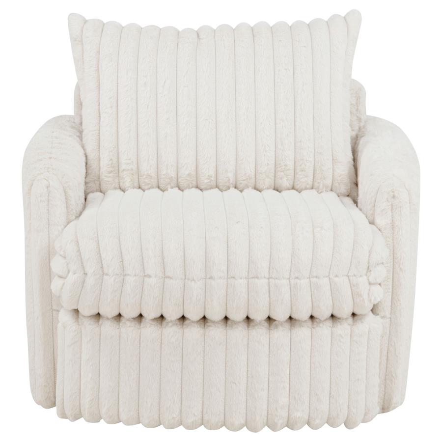 Sarco Ivory Corduroy Upholstered Swivel Accent Arm Chair