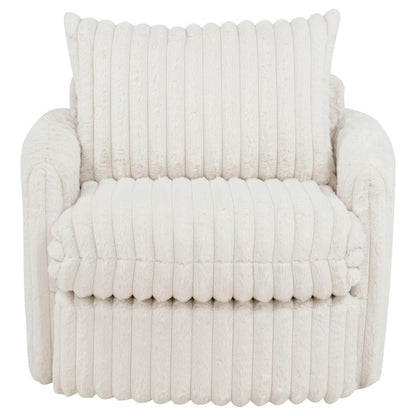 Sarco Ivory Corduroy Upholstered Swivel Accent Arm Chair