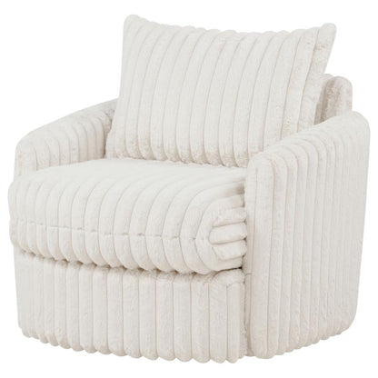 Sarco Ivory Corduroy Upholstered Swivel Accent Arm Chair