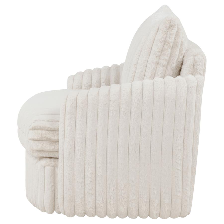 Sarco Ivory Corduroy Upholstered Swivel Accent Arm Chair
