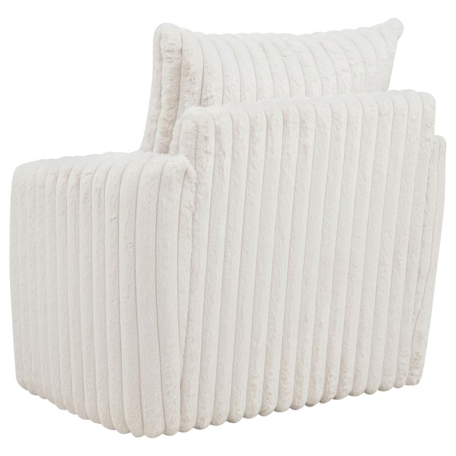 Sarco Ivory Corduroy Upholstered Swivel Accent Arm Chair