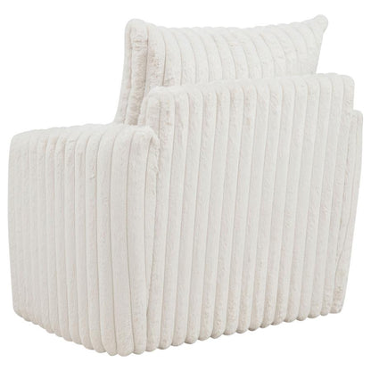 Sarco Ivory Corduroy Upholstered Swivel Accent Arm Chair