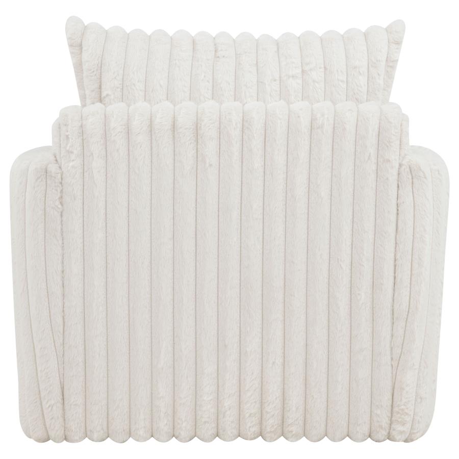 Sarco Ivory Corduroy Upholstered Swivel Accent Arm Chair